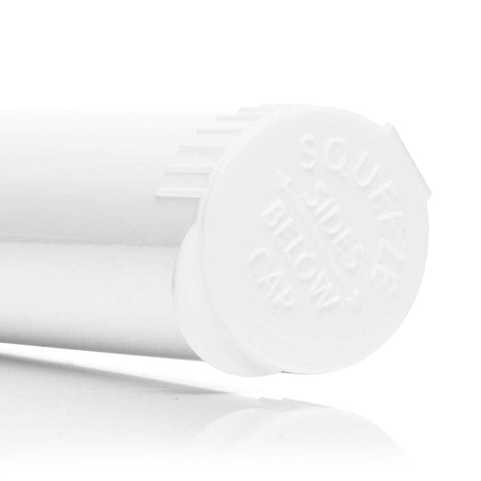 Pop Top Vial 116mm - White [1000 tubes per Case] Child Resistant