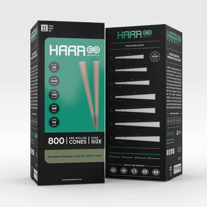 Hara Supply Bio-Organic Hemp Pre-Rolled Cones King Size 800 Count (109mm/21mm)