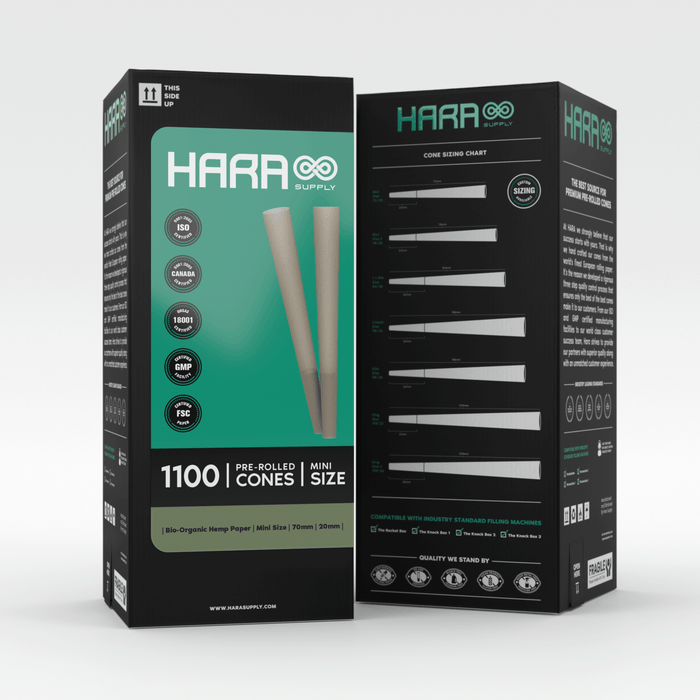 Hara Supply Bio-Organic Hemp Pre-Rolled Cones Mini Size 1100 Count (70mm/20mm)