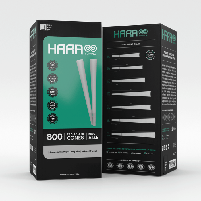 Hara Supply Classic White Pre-Rolled Cones King Size 800 Count (109mm/21mm)