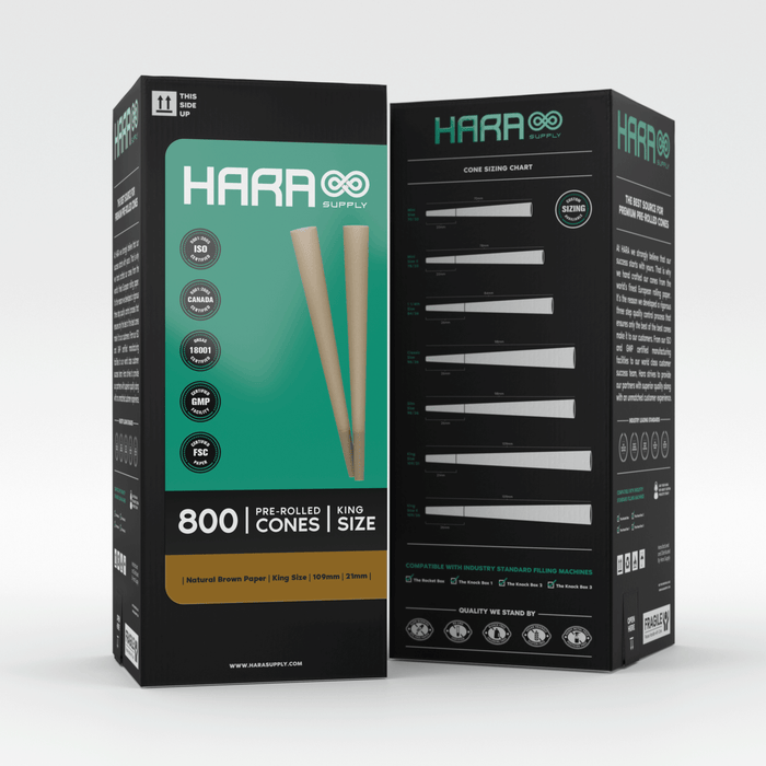 Hara Supply Natural Brown Pre-Rolled Cones King Size 800 Count (109mm/21mm)