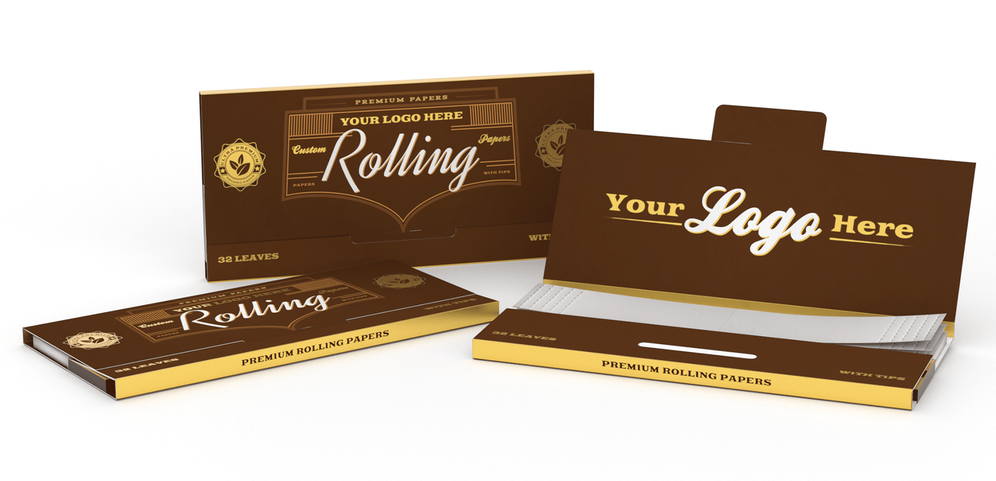 Custom Rolling Paper - With Tips/Crutches Reversible Tray Enclosure Any Size